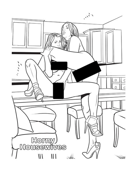 Inside page from The Raunchiest Adult Coloring Book featuring an explicit adult-themed line drawing ready to color with crayons, colored pencils, or markers.