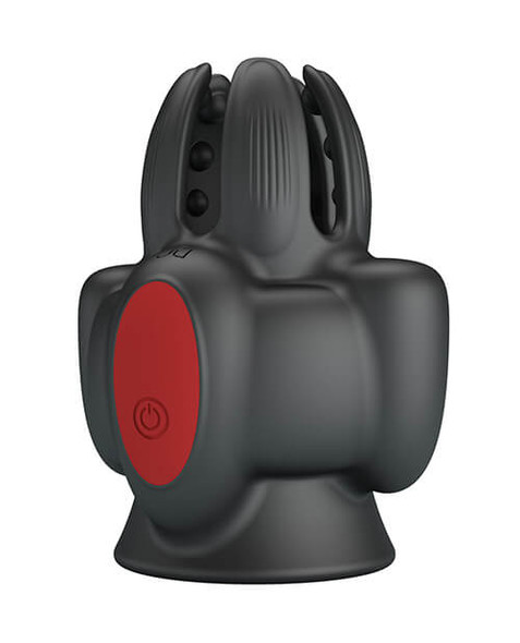 Angled view of the Pretty Love Wyatt Glans Trainer showing the flexible silicone opening, textured contact area and easy-access controls.