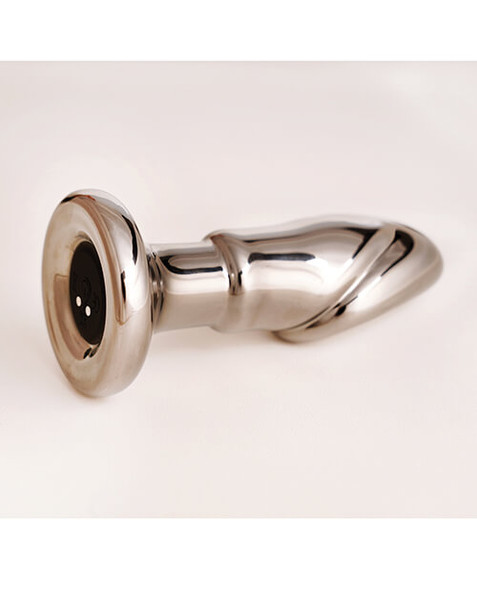 Black Opal Glass Anal Dildo shown from the side, highlighting the smooth curved glass shaft, realistic shape, and flared anal-safe base.