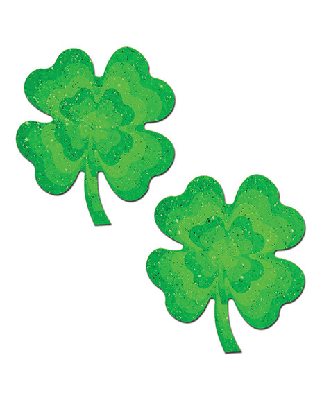 Green Glitter Four Leaf Clover Nipple Pasties for St. Patrick’s Day