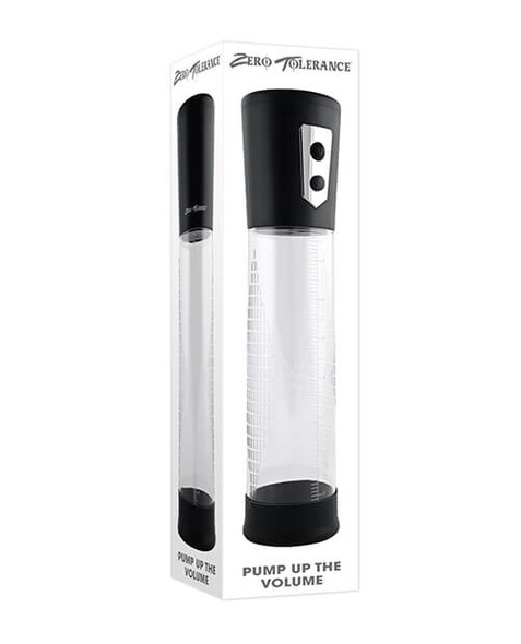 Pump Up The Volume automatic penis pump with clear cylinder and measurement markings