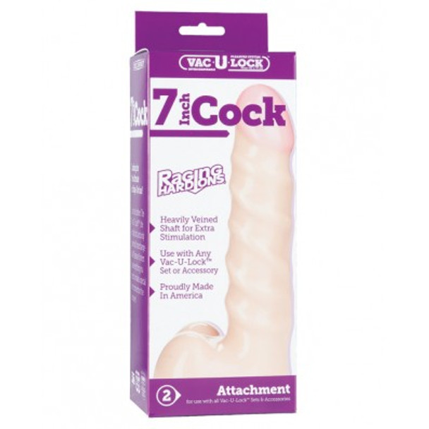 7 Inch Rippled Cock - Vac-U-Lock - White