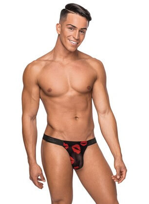 Male Power "Kiss Me" Stretch Mesh Micro Thong