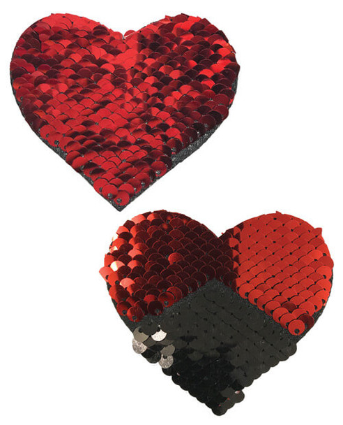 Red Pastease Flip Sequin Hearts Pasties