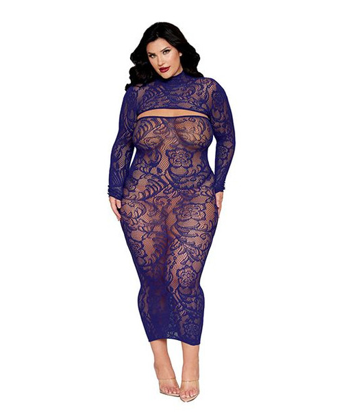 Dreamgirl Floral Pattern Strapless Gown w/Removable Shrug 2 pc Set - Queen Size