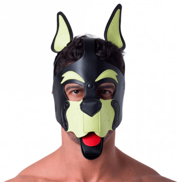 665 Playful Pup Hood - Black/Yellow - Puppy Play Fetish Gear