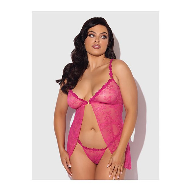 Yvone Lace Babydoll with Front Closure & G-String 2 pc Set