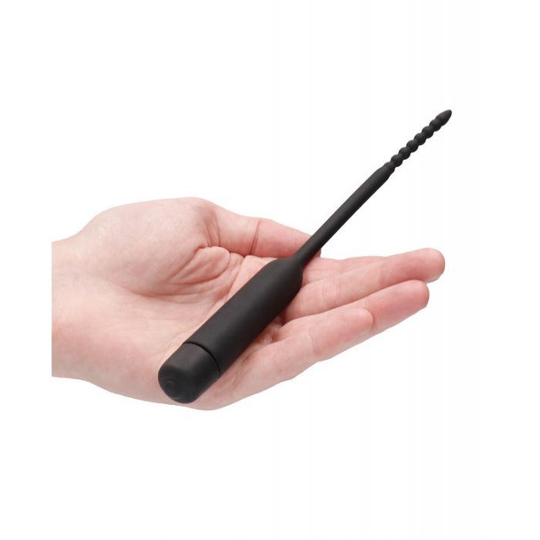 Urethral Sounding Vibrator with Beaded Tip - Black
