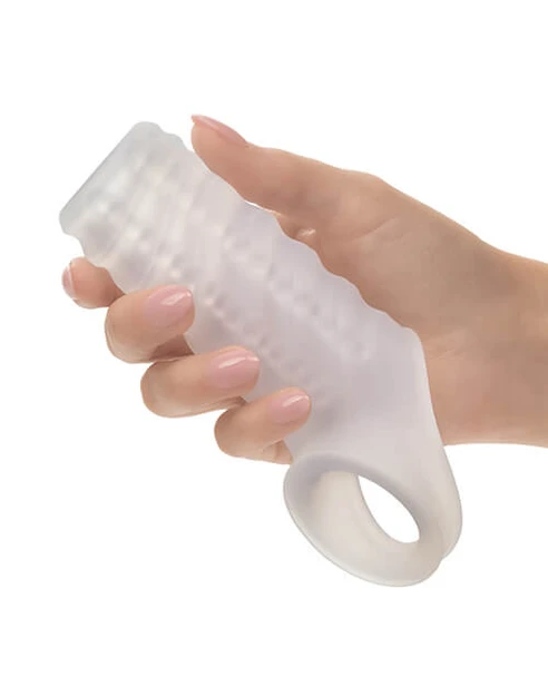 Performance Maxx Liquid Silicone Penis Girth Sleeve with open-head design and textured shaft