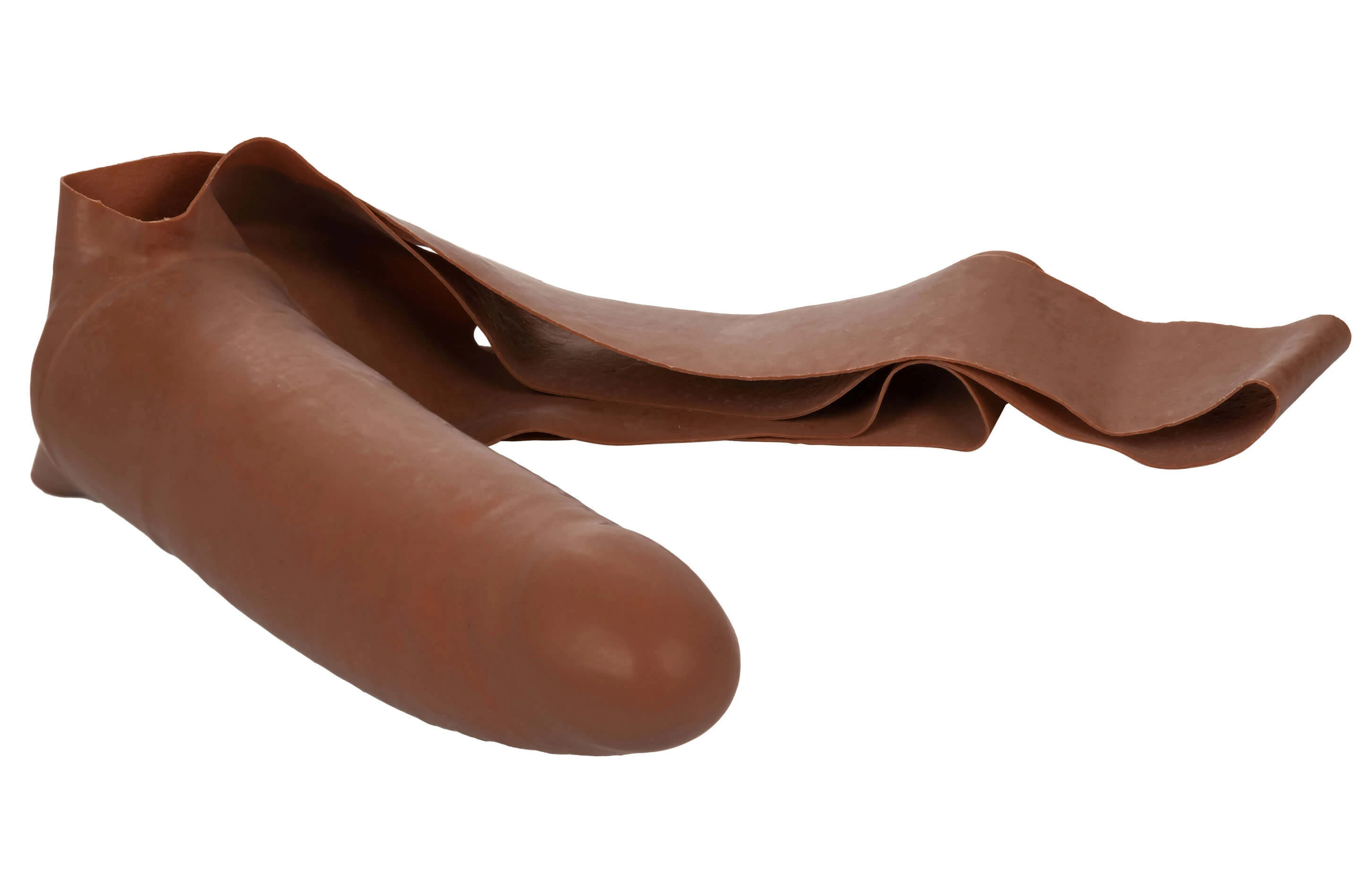 The Original Accommodator Latex Dong - Brown - side view