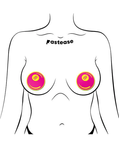 8-Ball neon pink and yellow pasties