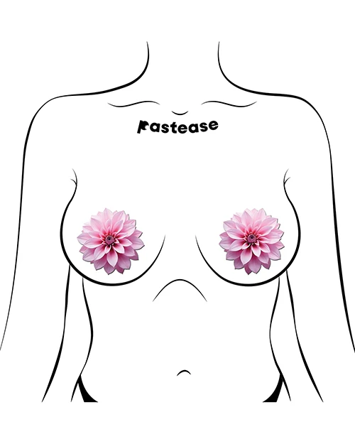 Pink Dahlia Nipple Pasties worn as floral nipple covers