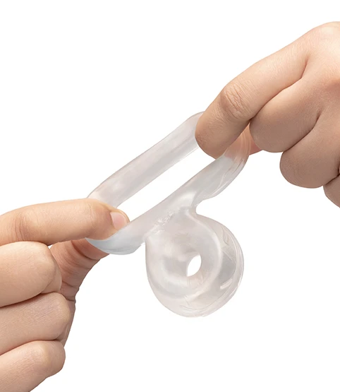 B-Vibe clear double loop cock ring with extra flexibilty