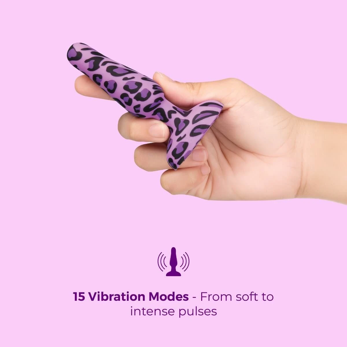 The leopard novice plug features 15 vibration patterns