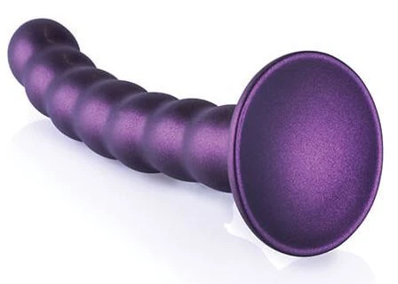 Purple silicone beaded anal dildo