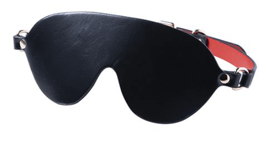 Black vegan leather bondage blindfold