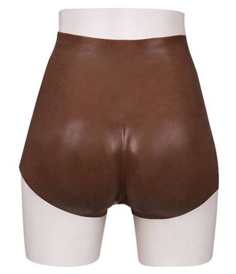 Silicone pussy strapon panties - brown