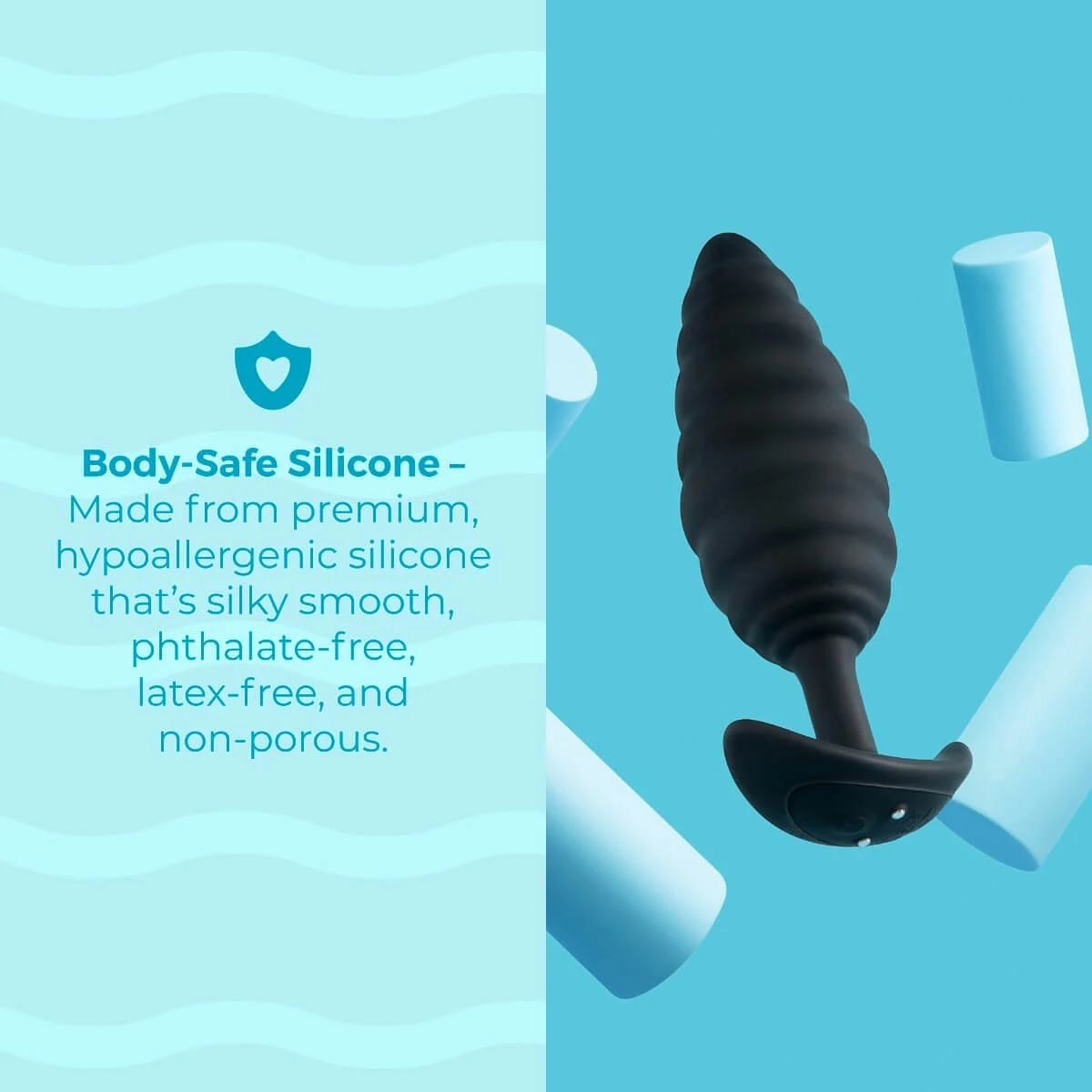 B-vibe twist plug - shown on a blue background