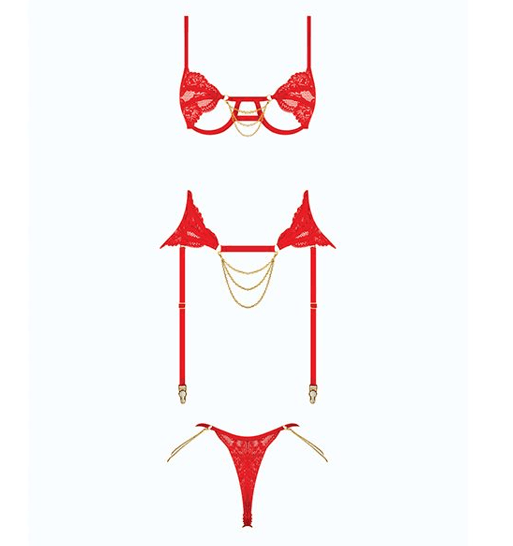 cecily red lace lingerie set