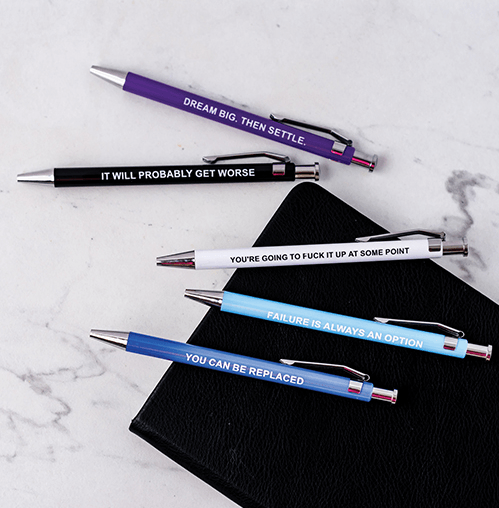 Demotivational novelty pens - gag gift