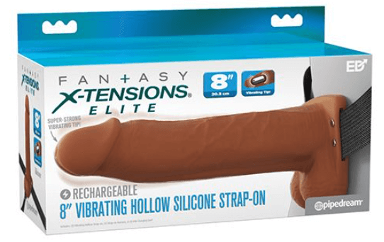 hollow 8 inch dildo - brown