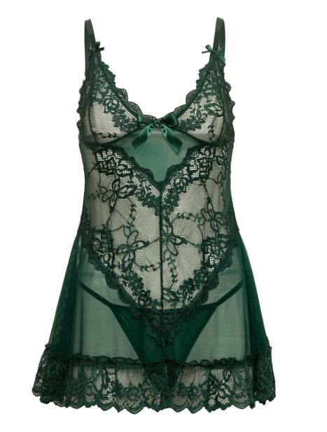 Hunter green lace babydoll
