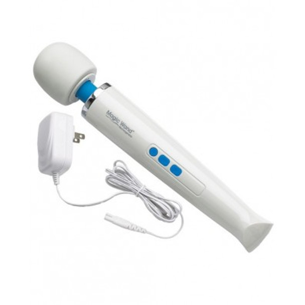 A white cordless Hitachi Magic Wand vibrator