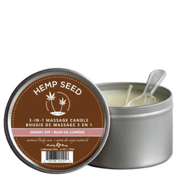 Hemp oil candle that turns into a massage oil with a scoop