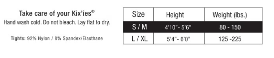 Kixies tights sizing chart