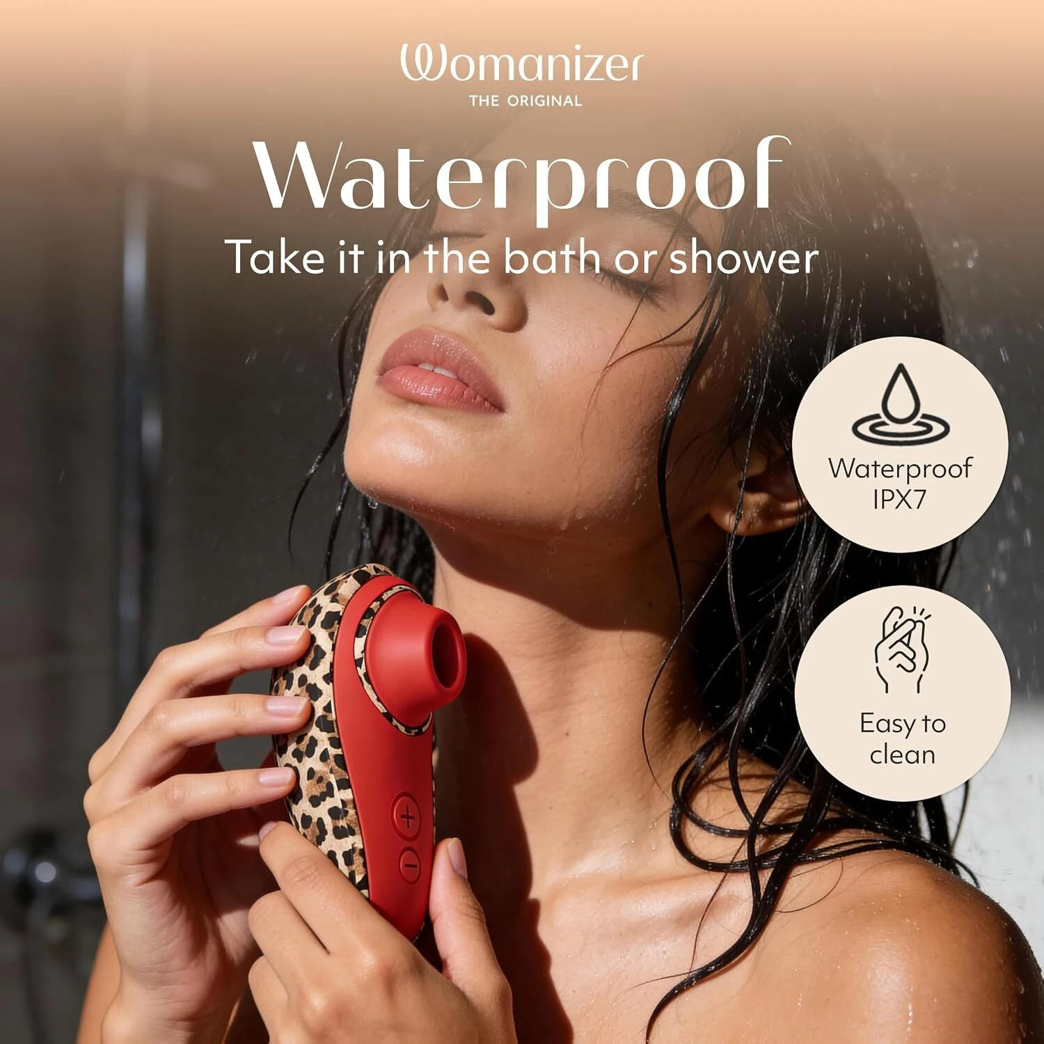 Womanizer Liberty 2 Leopard waterproof clitoral stimulator suitable for bath and shower use
