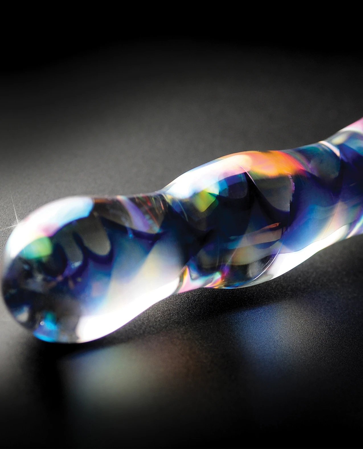 Glass inlay dildo - Blue Swirl