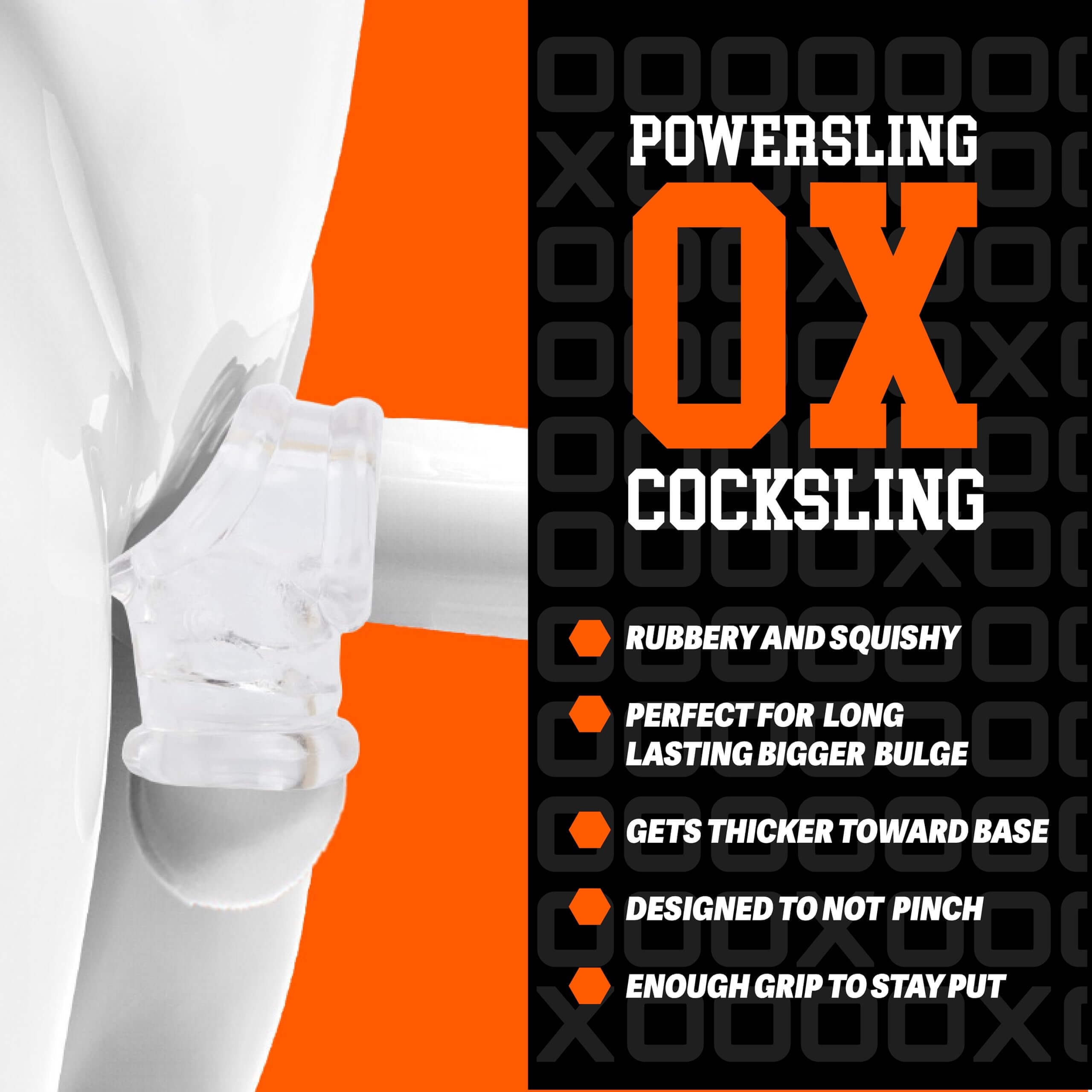 Oxballs Powersling Cockring and stretcher - clear