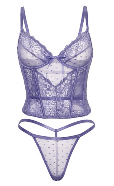 Lavender Lace Longline Bustier - Queen