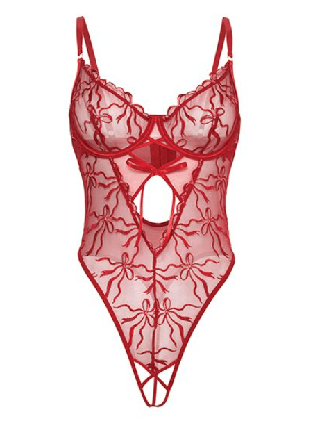 queen red lace thong teddie