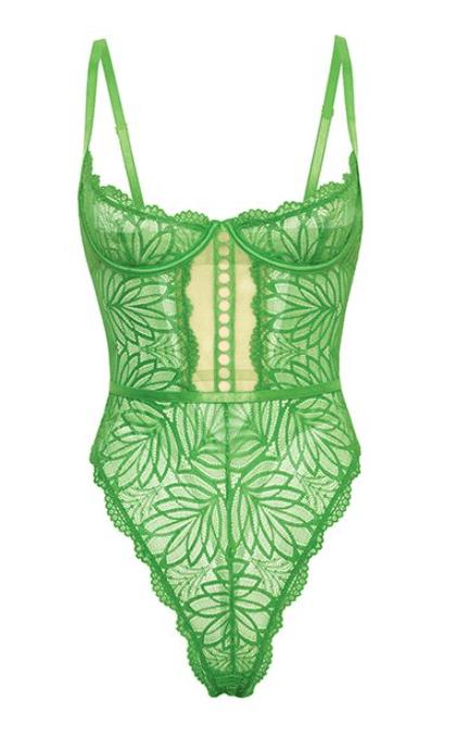 RAINE green lace thong teddy