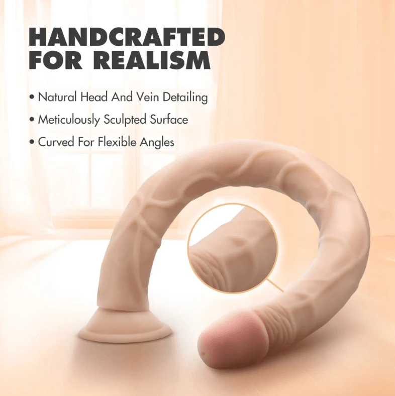 Realistic flexible dildo with 19 inch shaft
