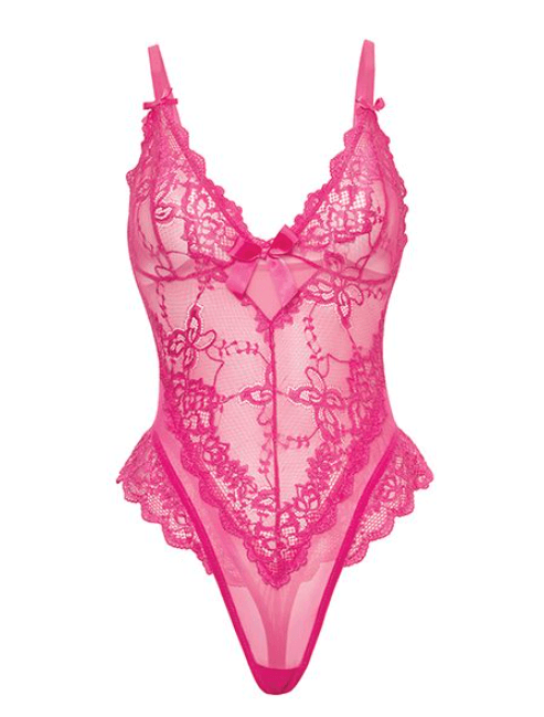 Pink Valentine lace teddie