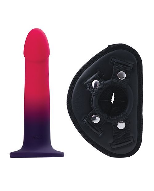Duo Ombre Dildo and harness - Pink/Purple