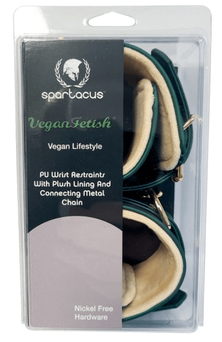 Green vegan leather wrist cuffs - spartacus