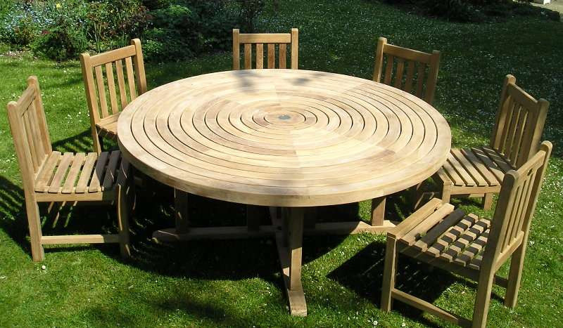 Turnworth Teak 180cm Round Ring Table Set with Southwold Side Chairs