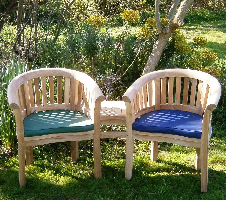 Comfortable Teak Banana Companion Seat with Cushions