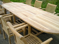 Oval Teak Extending Table Set and Lovina Stacking Chairs