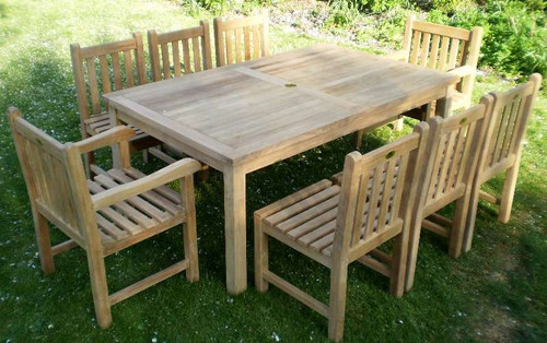Southwold Rectangular Teak 180cm Table Set with Southwold Chairs Chairs and Tables Chairs and Tables UK - Teak Garden Furniture New physical Teak Garden Furniture Sets Southwold Rectangular Teak 180cm Table Set with Southwold Chairs