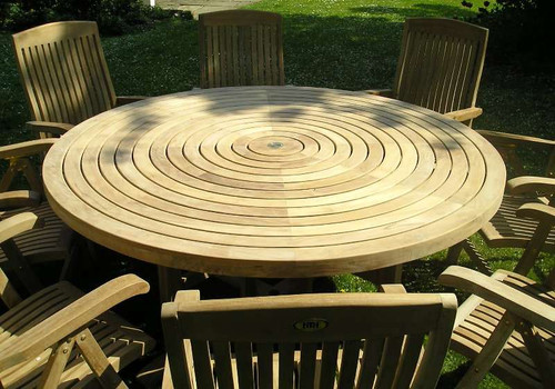Turnworth 180cm Teak Ring Table with Integrated Lazy Susan Chairs and Tables Chairs and Tables UK - Teak Garden Furniture New physical Teak Garden Tables Turnworth 180cm Teak Ring Table with Integrated Lazy Susan