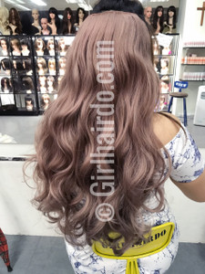 Pastel pink Long curly hair extensions