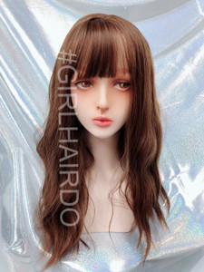k7618 light brown Japanese permed skin wig