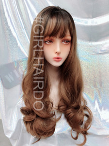 G8195 honey brown Long thick curly skin wig sexy cute