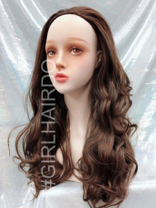 H5009 Honey brown Long curly partial wig premium 