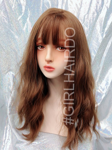K7618 golden brown permed skin wig