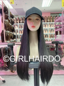 CAP WITH HAIR BLACK REBONDED